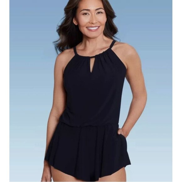 Aqua Green Other - Aqua Green Women's Swim High Neck Swim Romper With Pockets One Piece Swimsuit XL